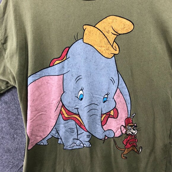 Disney Zara Dumbo & Timothy Oversized T-Shirt Womens M Olive Green Short Sleeve - Picture 3 of 6